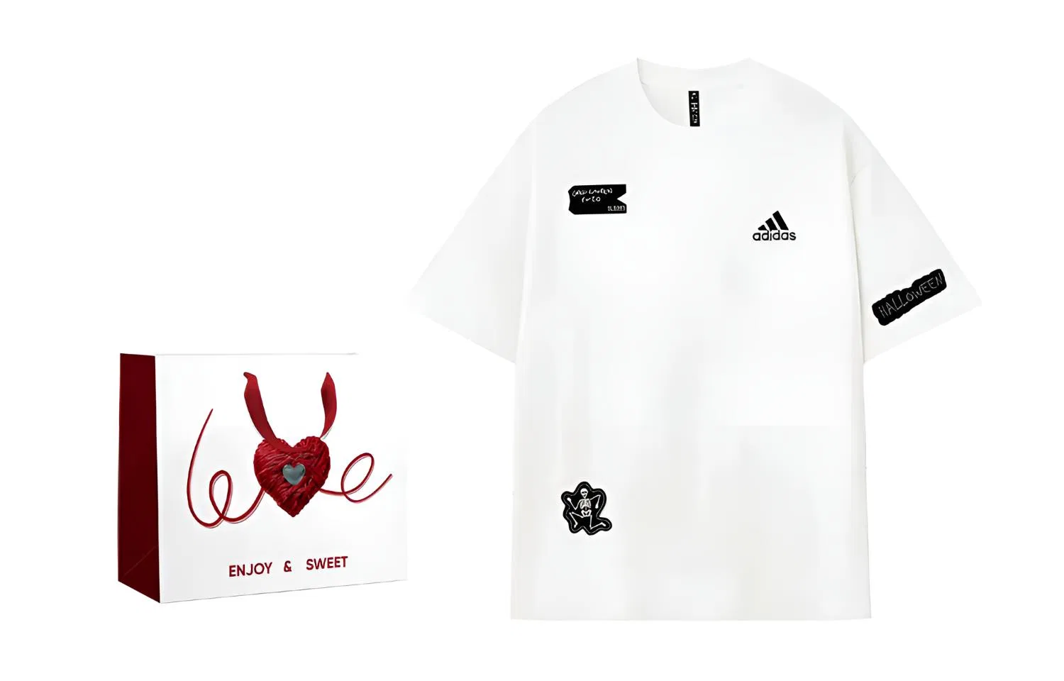 Футболка из хлопка с принтом Adidas, Ecru