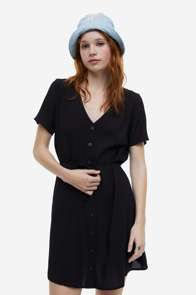 

Платье с завязками и пуговицами спереди H&M, черный