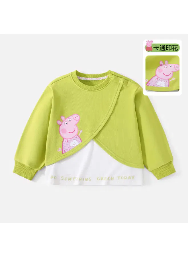 Худи с длинным рукавом хлопковое Peppa Pig, лаймово-зеленый — фото 2