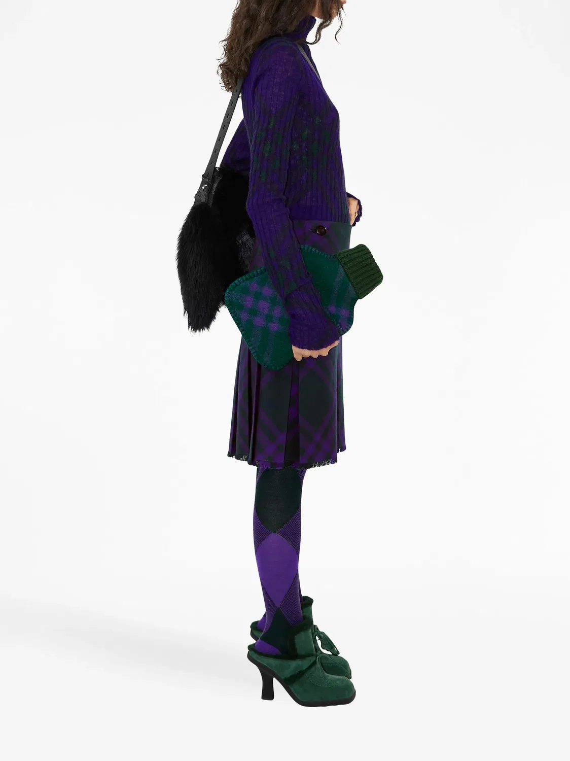Burberry Рифленый джемпер в клетку, фиолетовый — фото 3