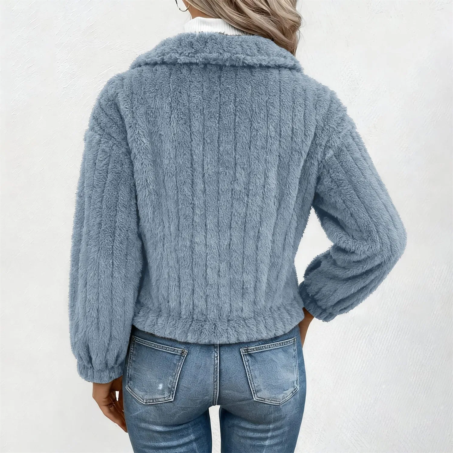 Женская куртка из флиса с принтом Teddy Fleece Jacket, azure — фото 2