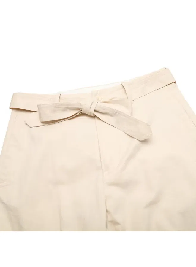 Брюки свободные из льна Zara, светлый хаки — фото 4