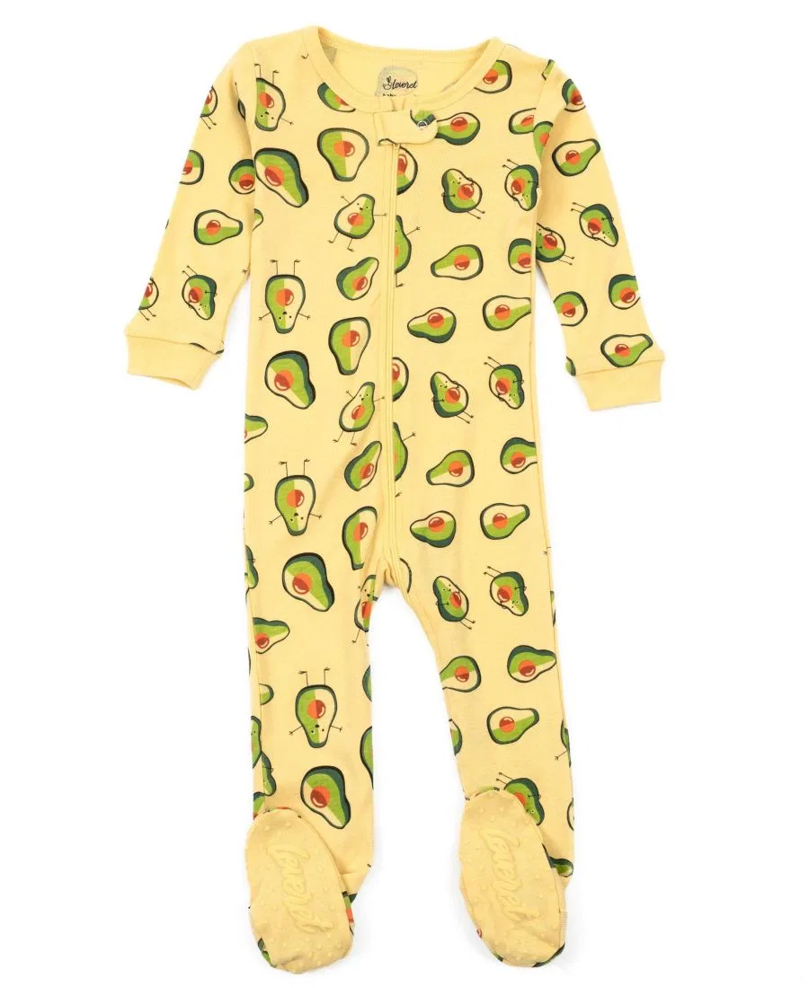 Детский хлопковый комбинезон-пижама с принтом Leveret, Avocado Yellow