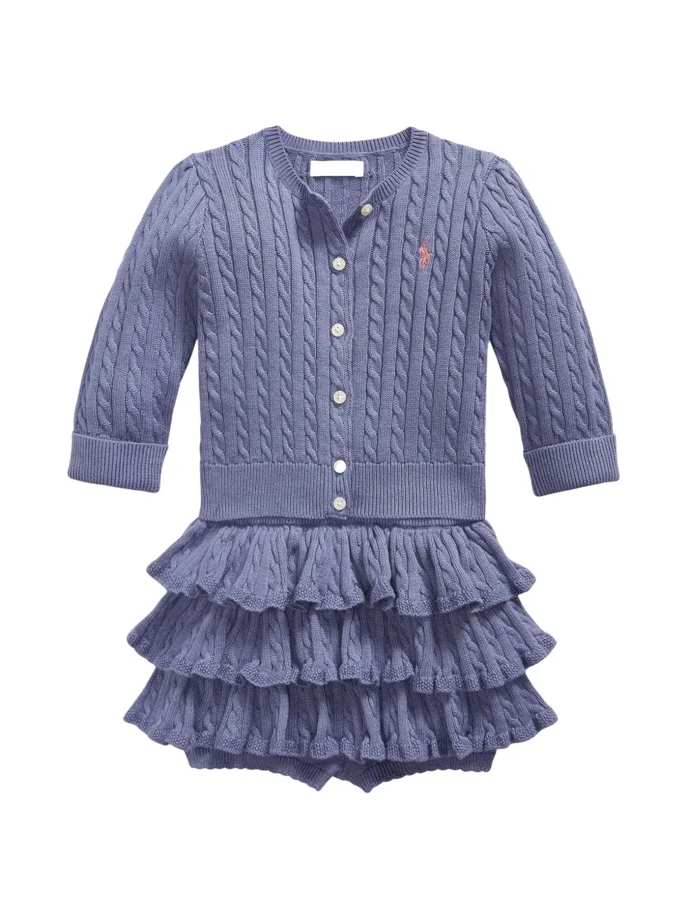 Комплект из топа и юбки фактурной вязки Polo Ralph Lauren Kids, фиолетовый