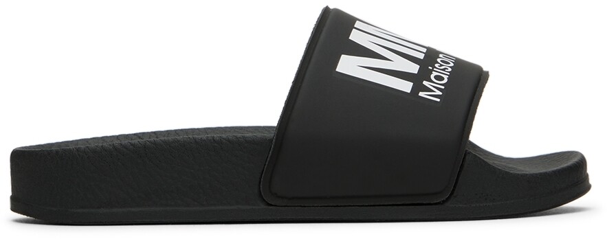 

Детские черные шлепанцы с логотипом MM6 Maison Margiela