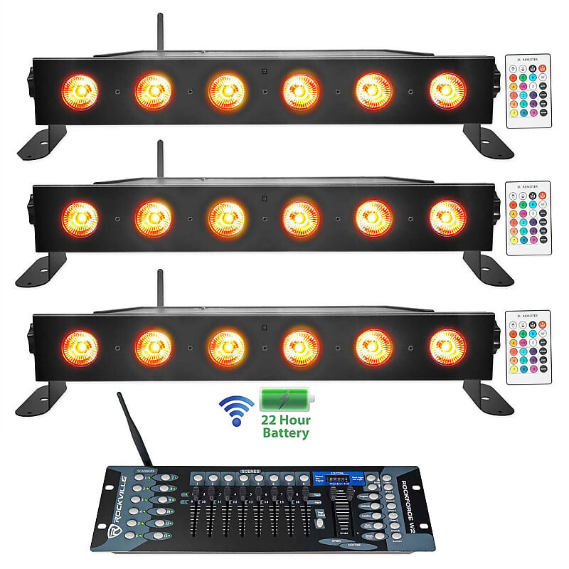 

Аккумуляторные световые панели 3 Rockville Best STRIP 60 Black + беспроводной контроллер DMX 3 Best STRIP 60 + Rockforce W2
