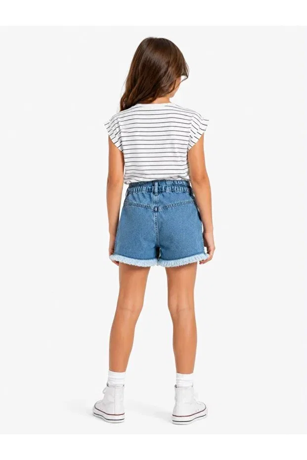 Детские шорты для девочек джинсовые на резинке Wiens Kids, Blue — фото 3