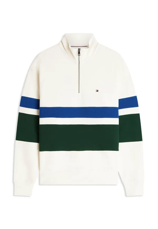 Полосатая свободная толстовка с застежкой-молнией до середины груди Tommy Hilfiger, Ivory Petal — фото 4