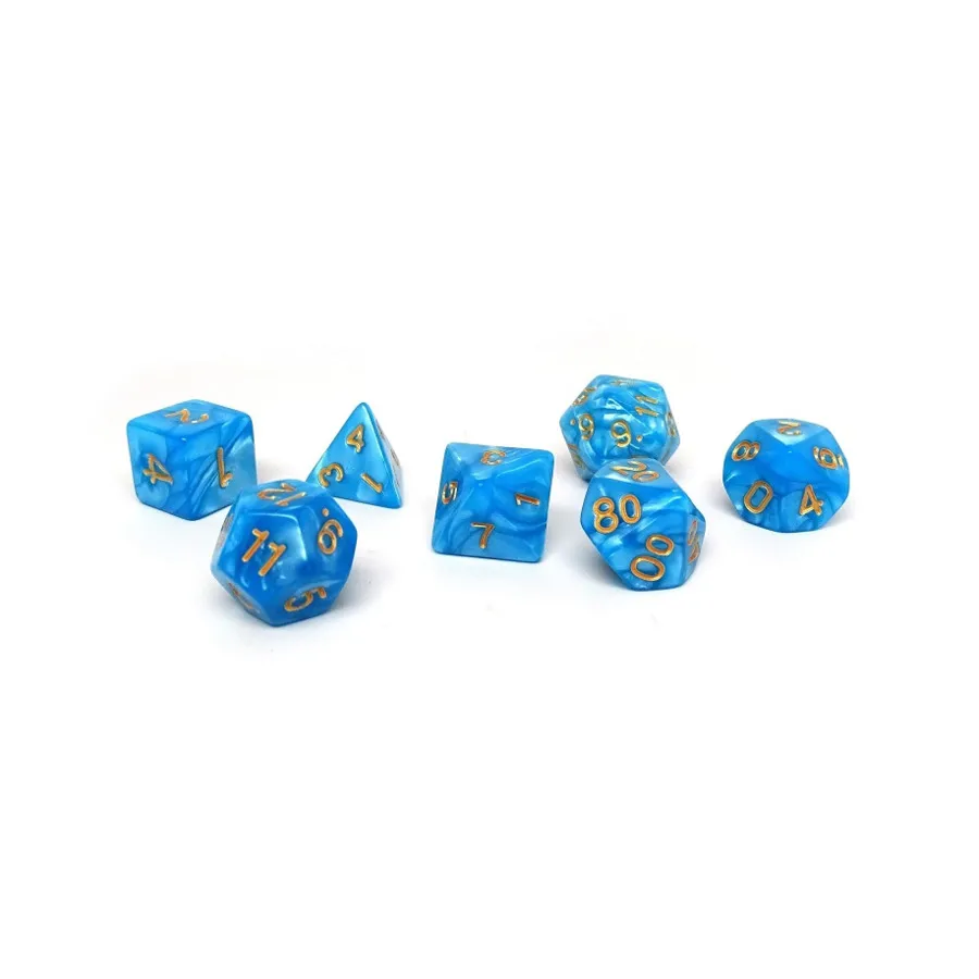 

Замороженный синий мрамор с золотом (7), Dice - 7 Piece Poly Sets - Marble/Swirl (Easy Roller Dice)