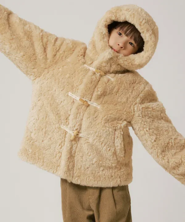 Короткий дафлкот с искусственным каракулем, Musinsa Standard Kids, бежевый