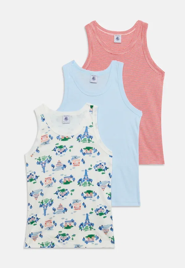 Комплект из 3 футболок майка Petit Bateau Blue/White/Red, белый/красный/синий