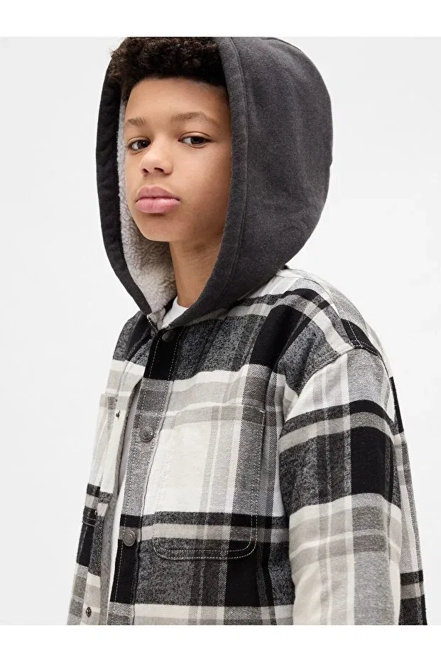Детская для мальчиков флисовая куртка с капюшоном Gap, Gray-000 — фото 2