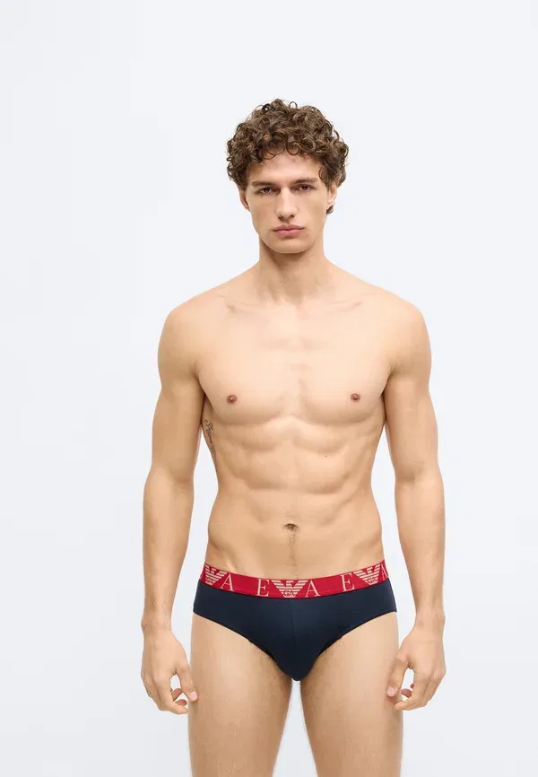 Трусы с яркой монограммой, комплект из 3 штук Emporio Armani, синий — фото 4