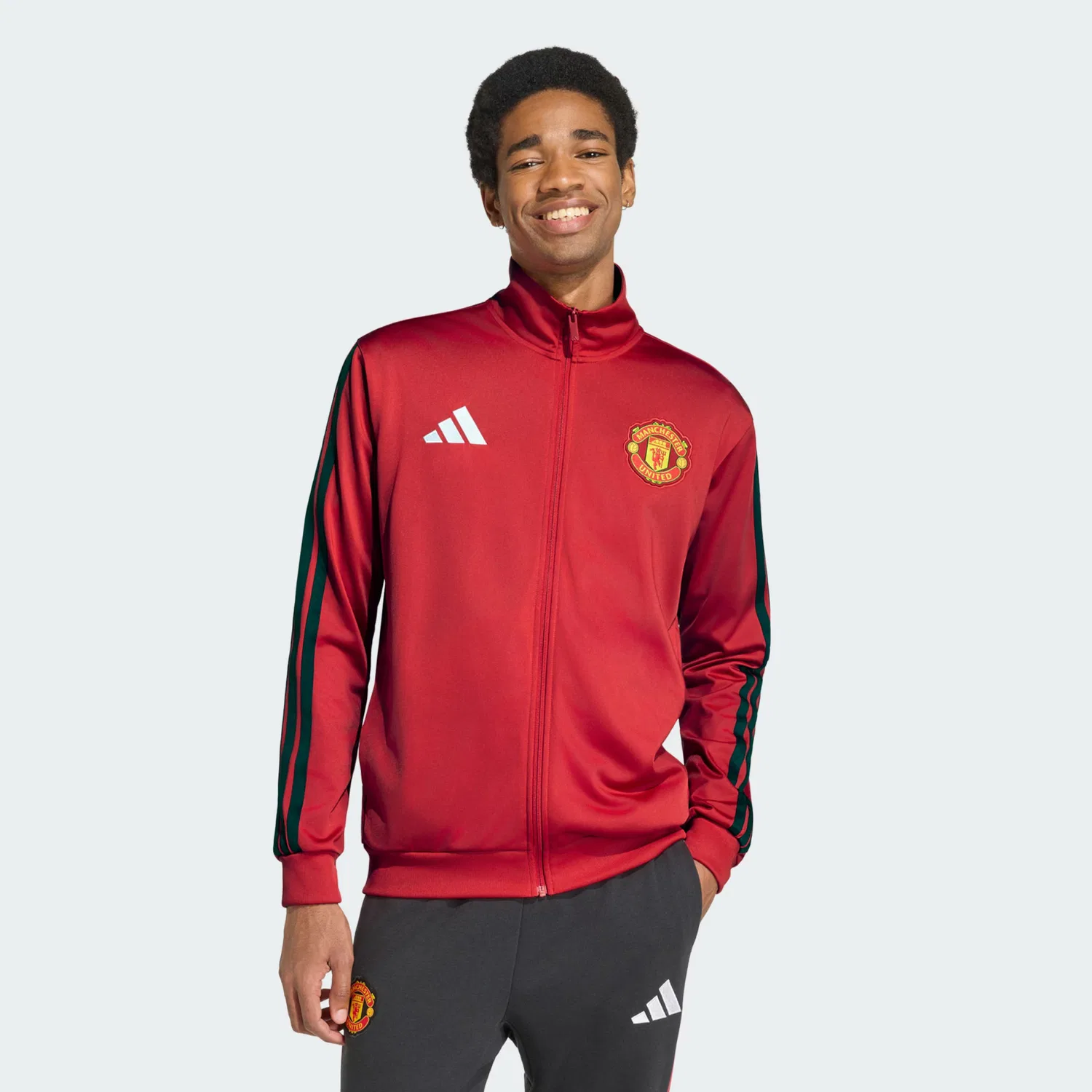 Спортивная толстовка на молнии Adidas Performance Manchester United DNA красного цвета — фото 2