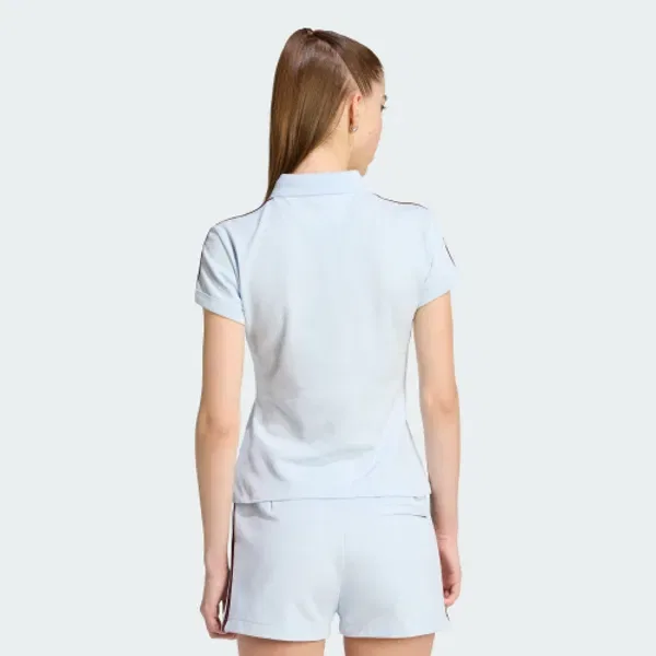 Поло с тремя полосами, slim fit, Adidas, кристально-голубой, бордовый — фото 3