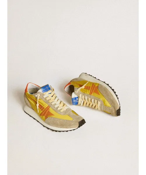 Мужские кроссовки Golden Goose Marathon с оранжевой звездой жёлтые — фото 2