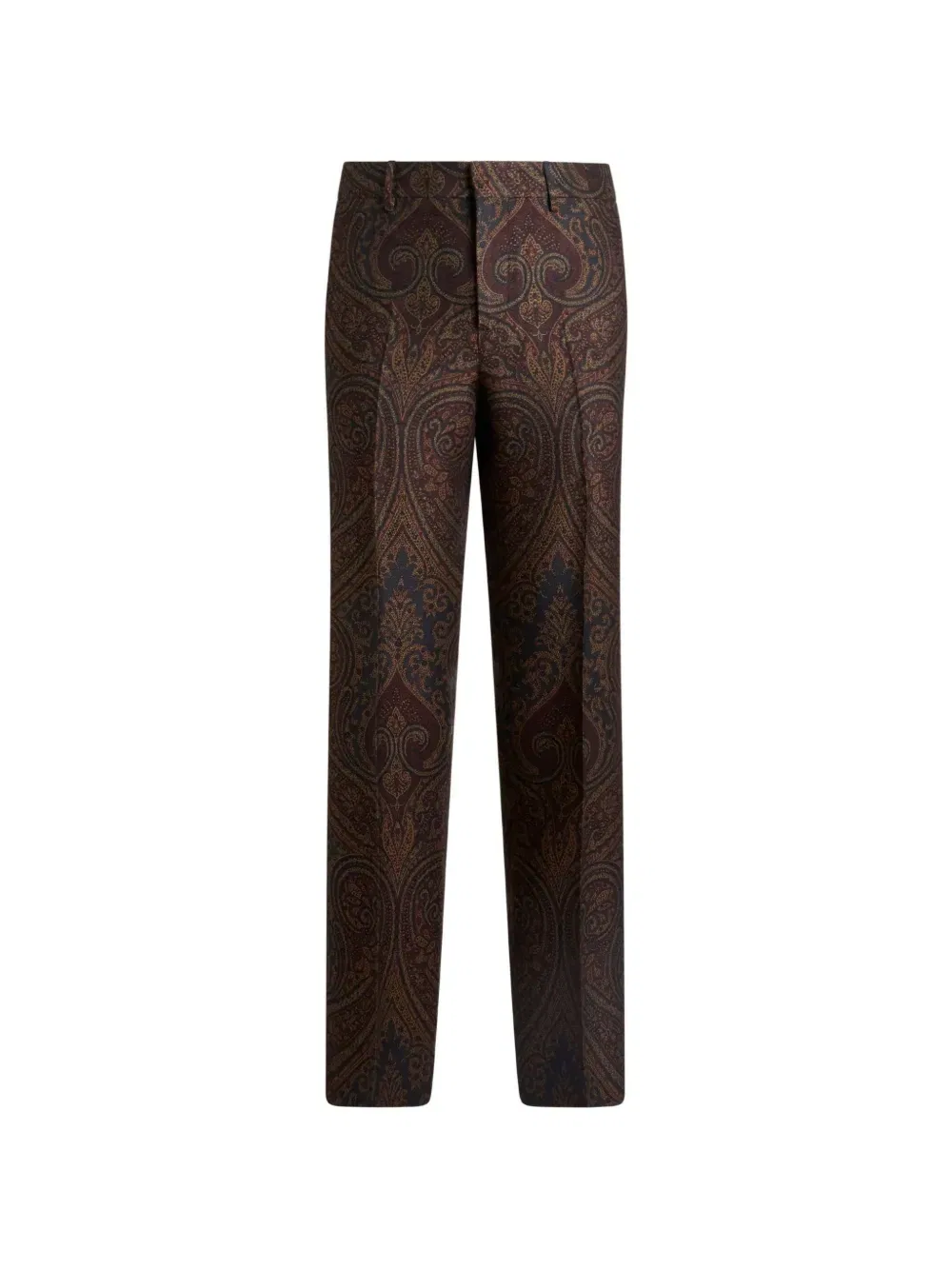 Прямые брюки из смесовой шерсти с узором пейсли ETRO, синий