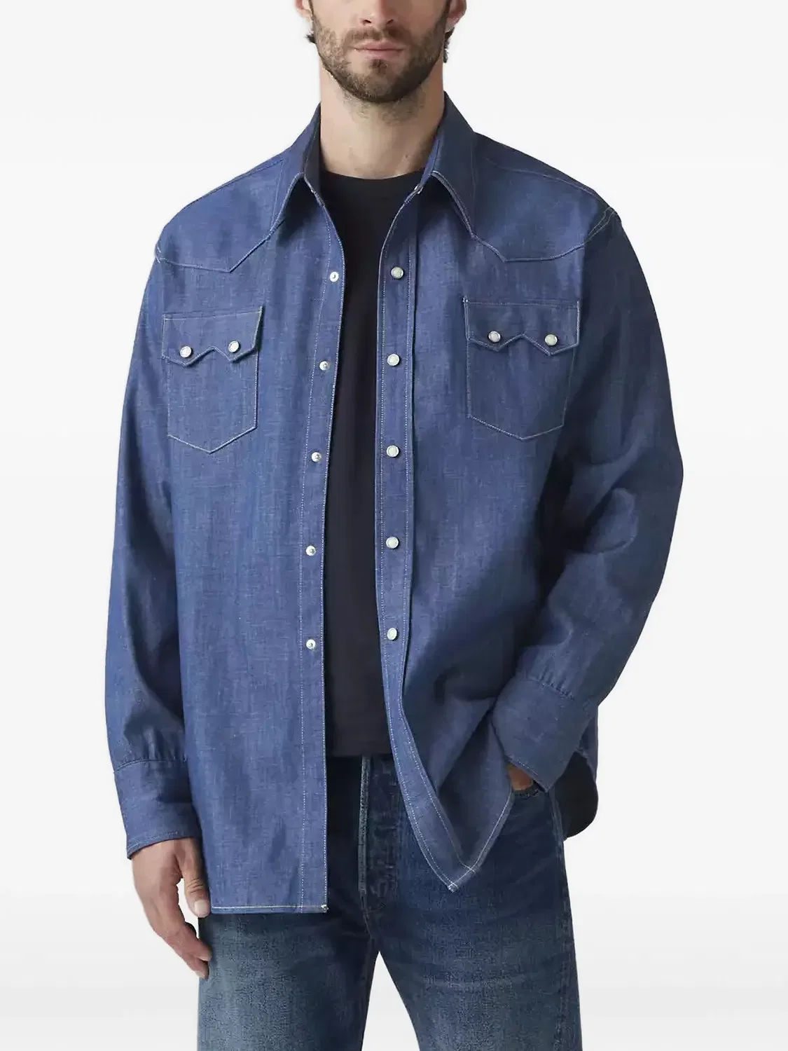Джинсовая рубашка в стиле вестерн «Пилообразный зуб» 1955 года Levi'S, синий — фото 3