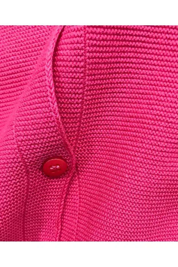 Детский вязаное кардиган для девочек с воротником Basics Çikoby, Red — фото 4