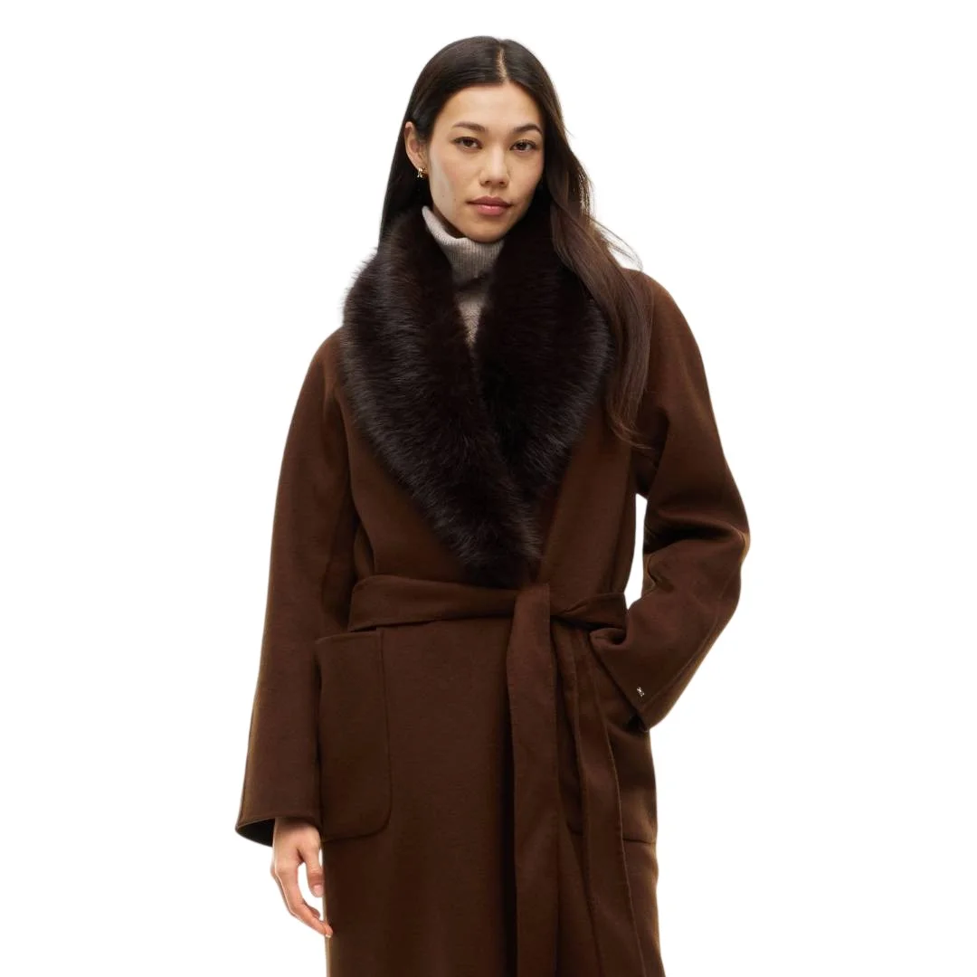 Женское классическое пальто Tommy Hilfiger Shawl Collar Wool Blend Relaxed, коричневый