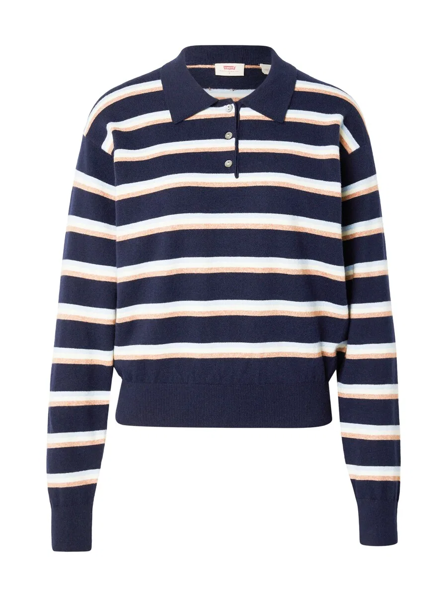 Свитер LEVI'S 'Super Soft LS Polo' темно-синего и светло-голубого цвета