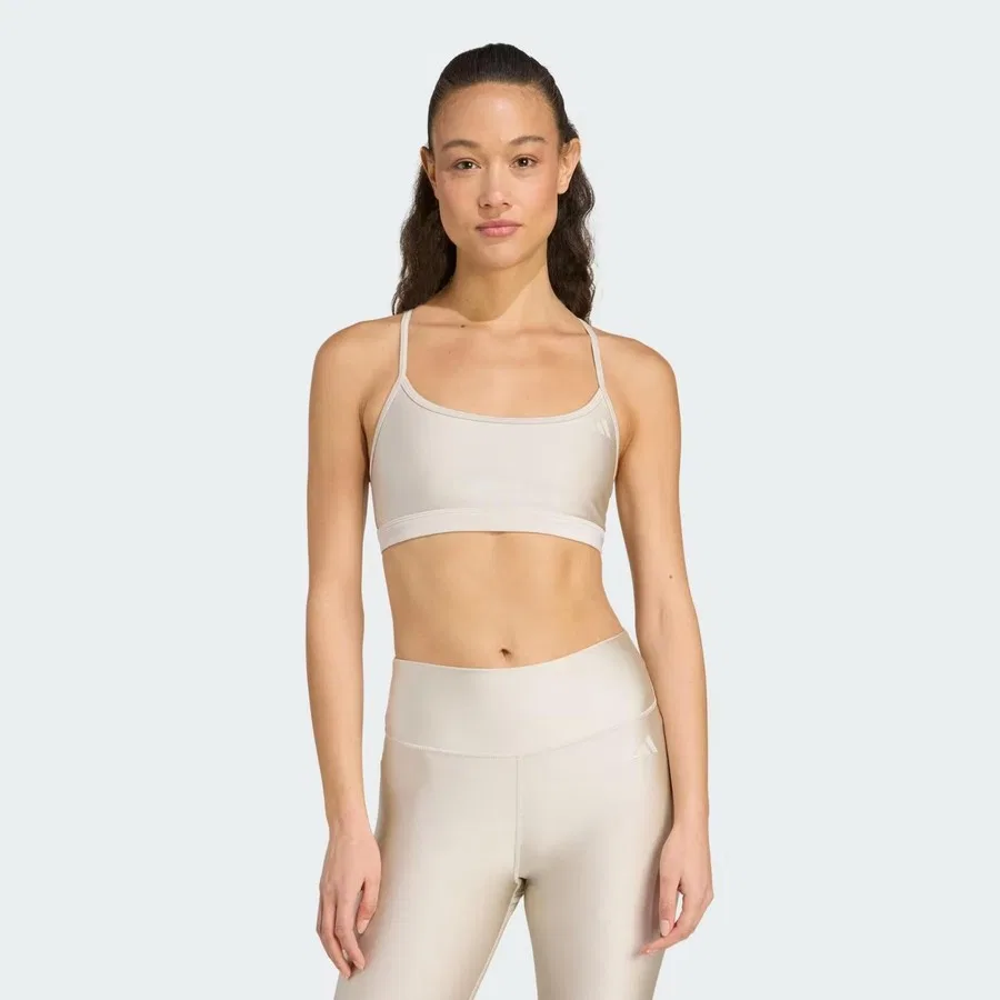 Спортивный бюстгальтер с легкой поддержкой Aeroreact Training Light-Support Shiny adidas, Бежевый