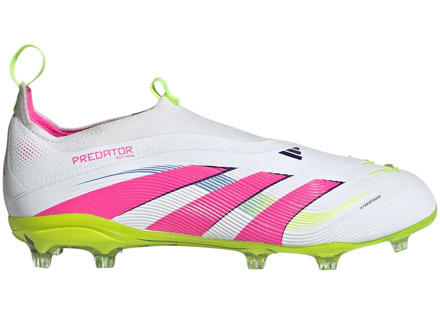 Детские бутсы с технологией Laceless Predator Elite FG Adidas, Cloud White Lucid Pink Lucid Lemon