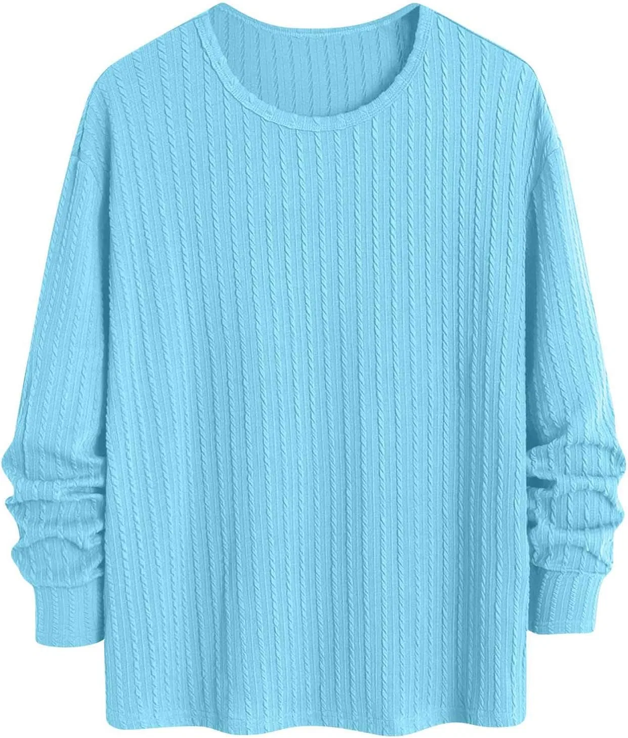 Мужская футболка с длинным рукавом стрейч текстурированный трикотаж, Light Blue — фото 3