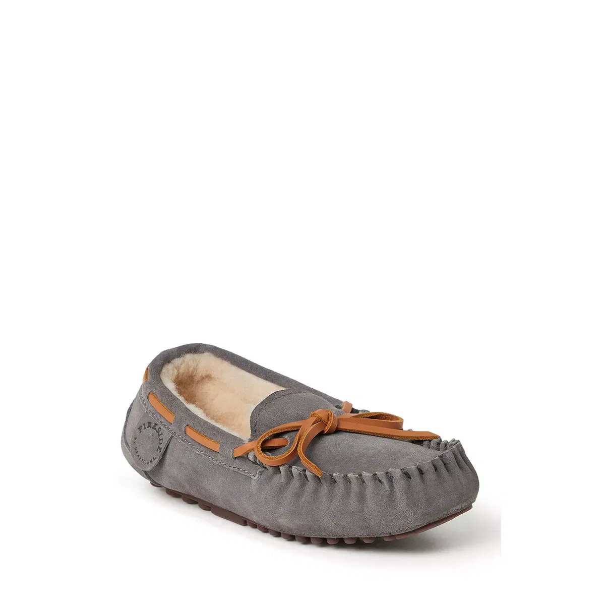 Детские тапочки-мокасины из замши с овчиной Fireside By Dearfoams, Grey