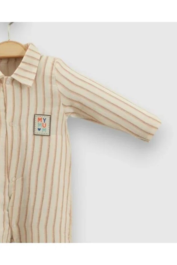 Детский комбинезон для мальчиков хлопковый без рукавов Voyyo Kids Baby, Cream — фото 4