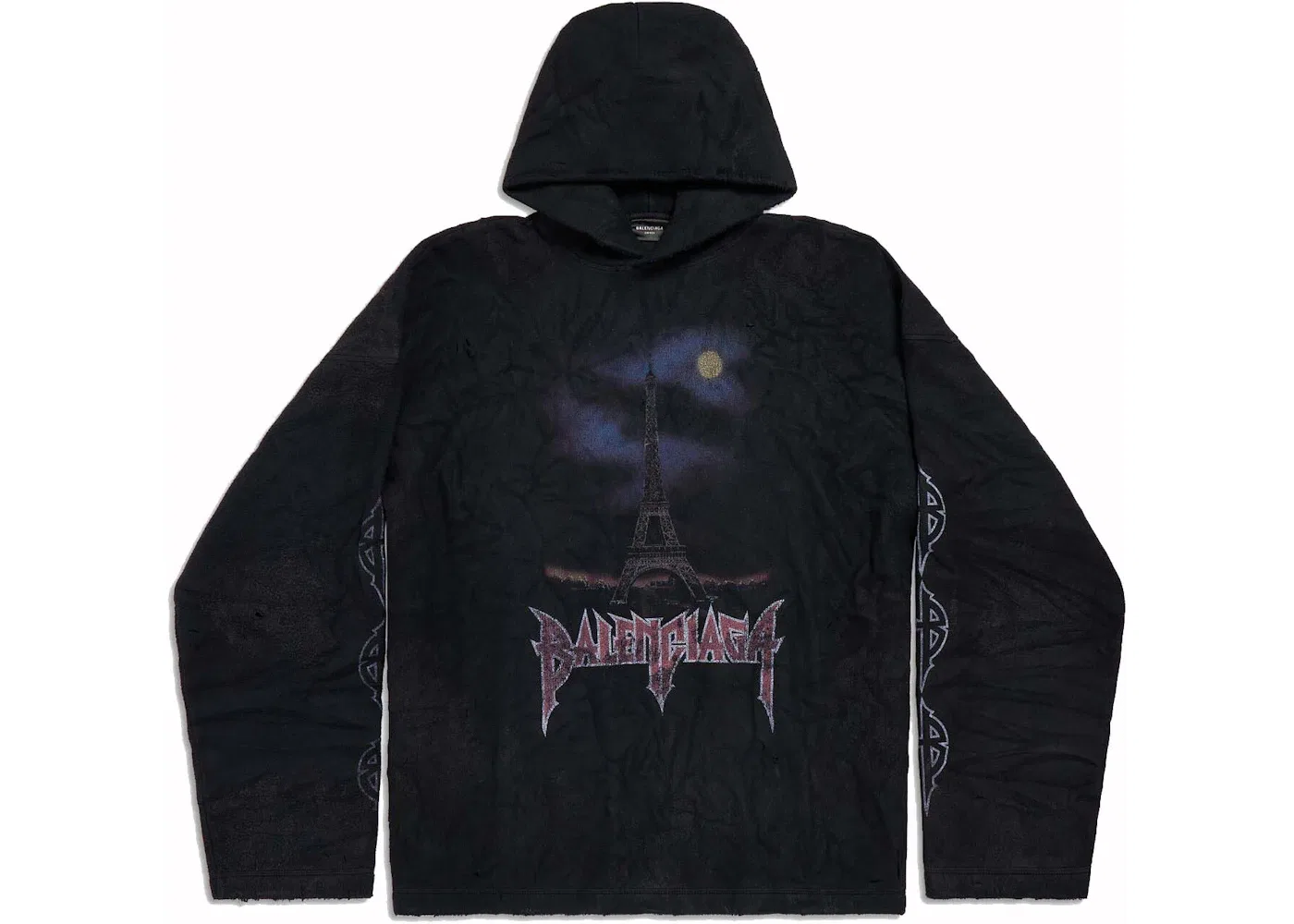Мужская худи oversize Moon Crinkled Balenciaga, Black