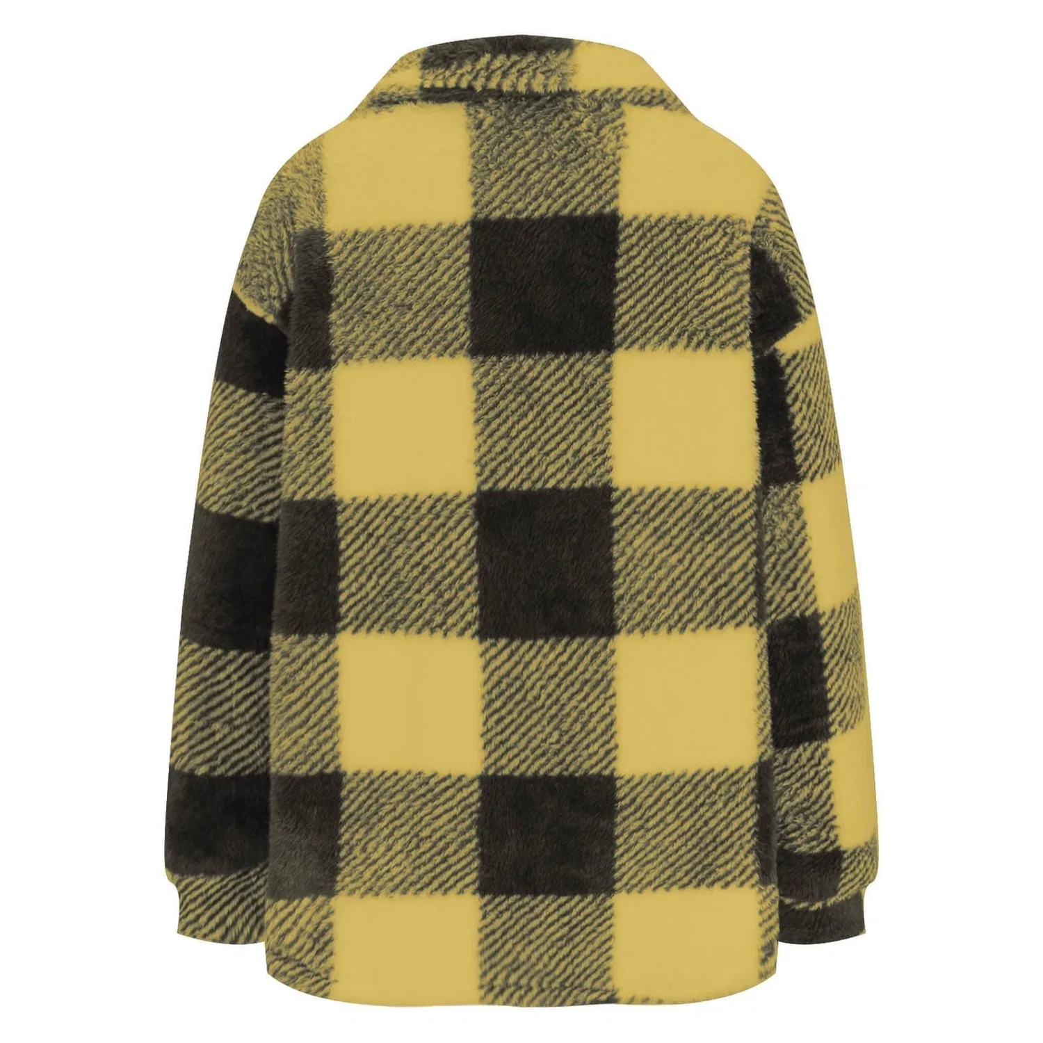 Женское пальто-рубашка в клетку с длинным рукавом, yellow — фото 4