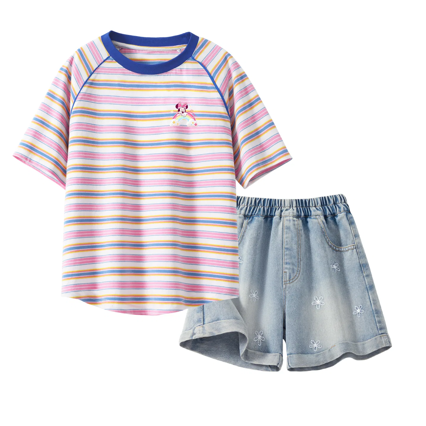 Костюм детский повседневный Disney, Dido Rainbow K Pink Stripes+Solid Color Denim Blue