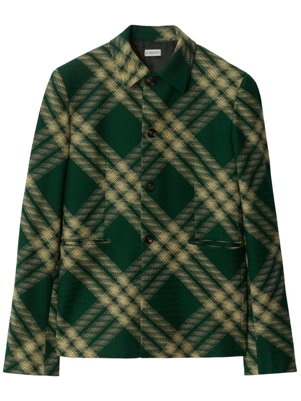 Пиджак Burberry Клетчатый, на пуговицах, зеленый