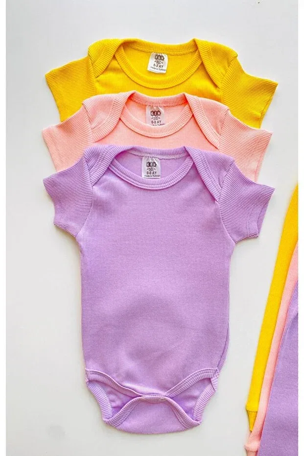 Детское боди-комбинезон с коротким рукавом, набор 3 шт, Basics, Efu Baby, Asorti