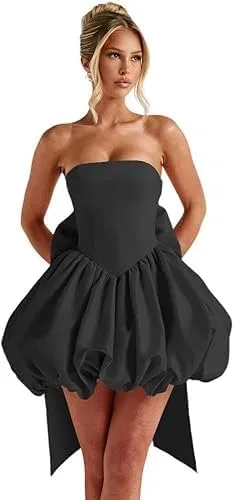Женское атласное коктейльное платье с бантом, Black