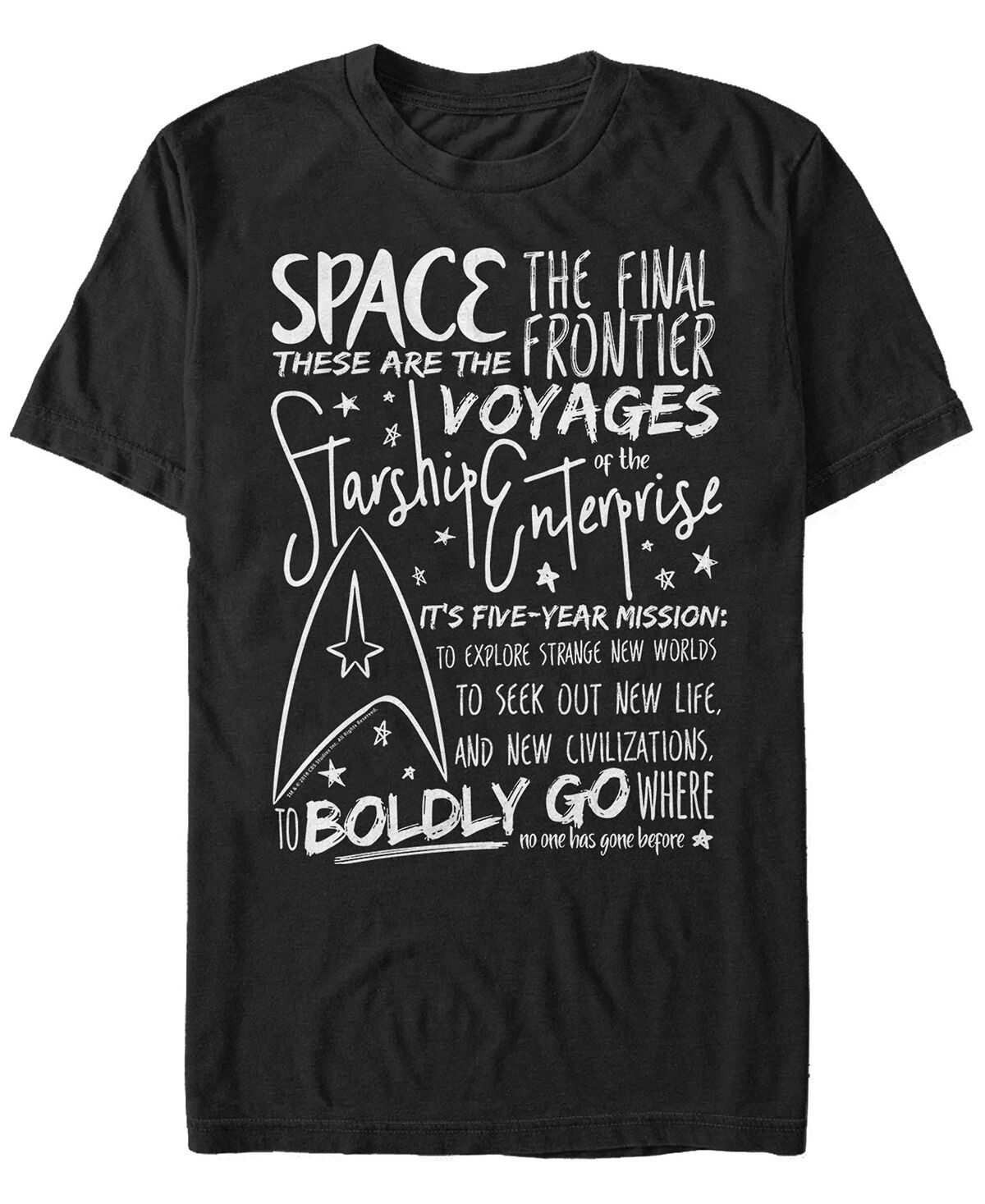 

Мужская футболка с коротким рукавом star trek the original series boldly go where quote Fifth Sun, черный