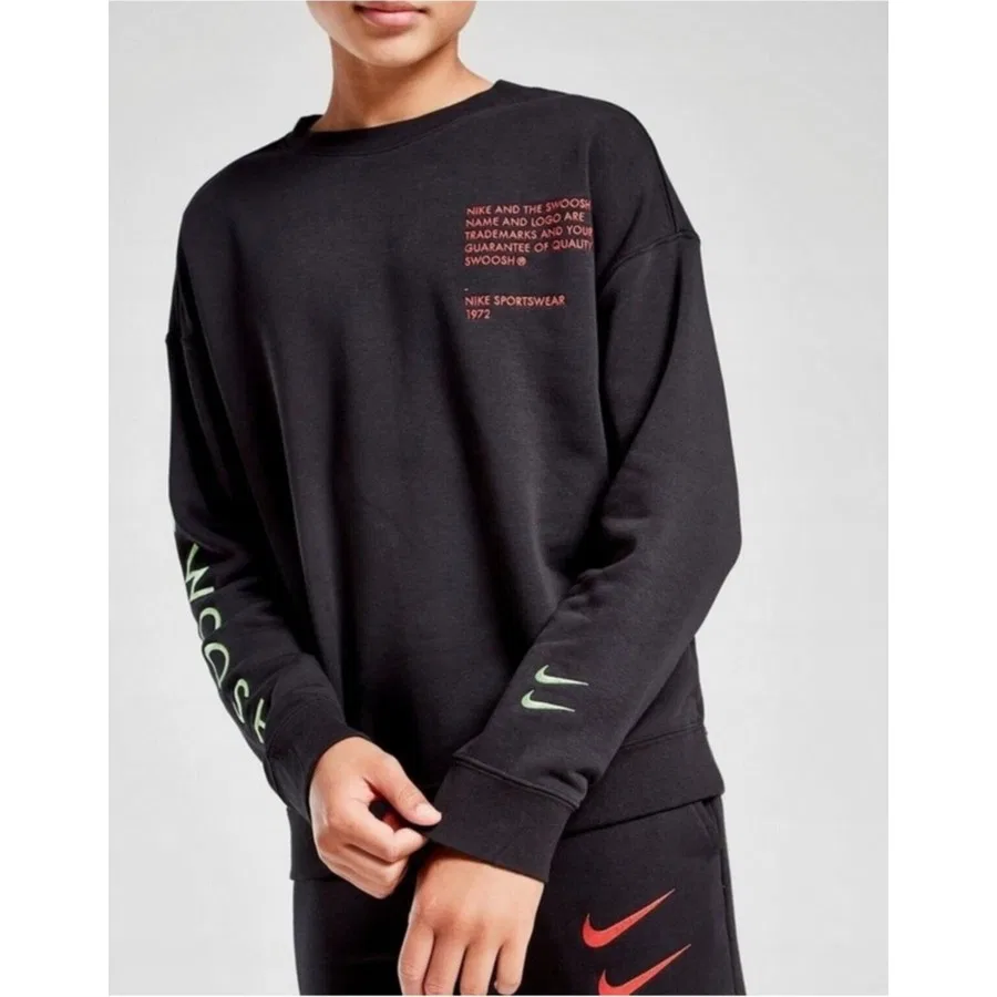 Свитшот детский с длинным рукавом Swoosh Nike, Черный — фото 3