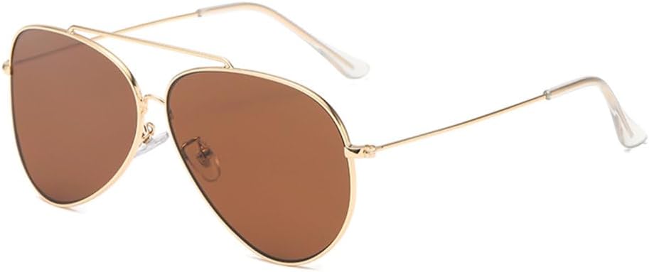 

Очки LVTFCO с вогнутой металлической оправой, модные солнцезащитные очки для мужчин и женщин, очки для вождения с защитой от УФ-излучения, очки с двойной оправой, Gold Brown