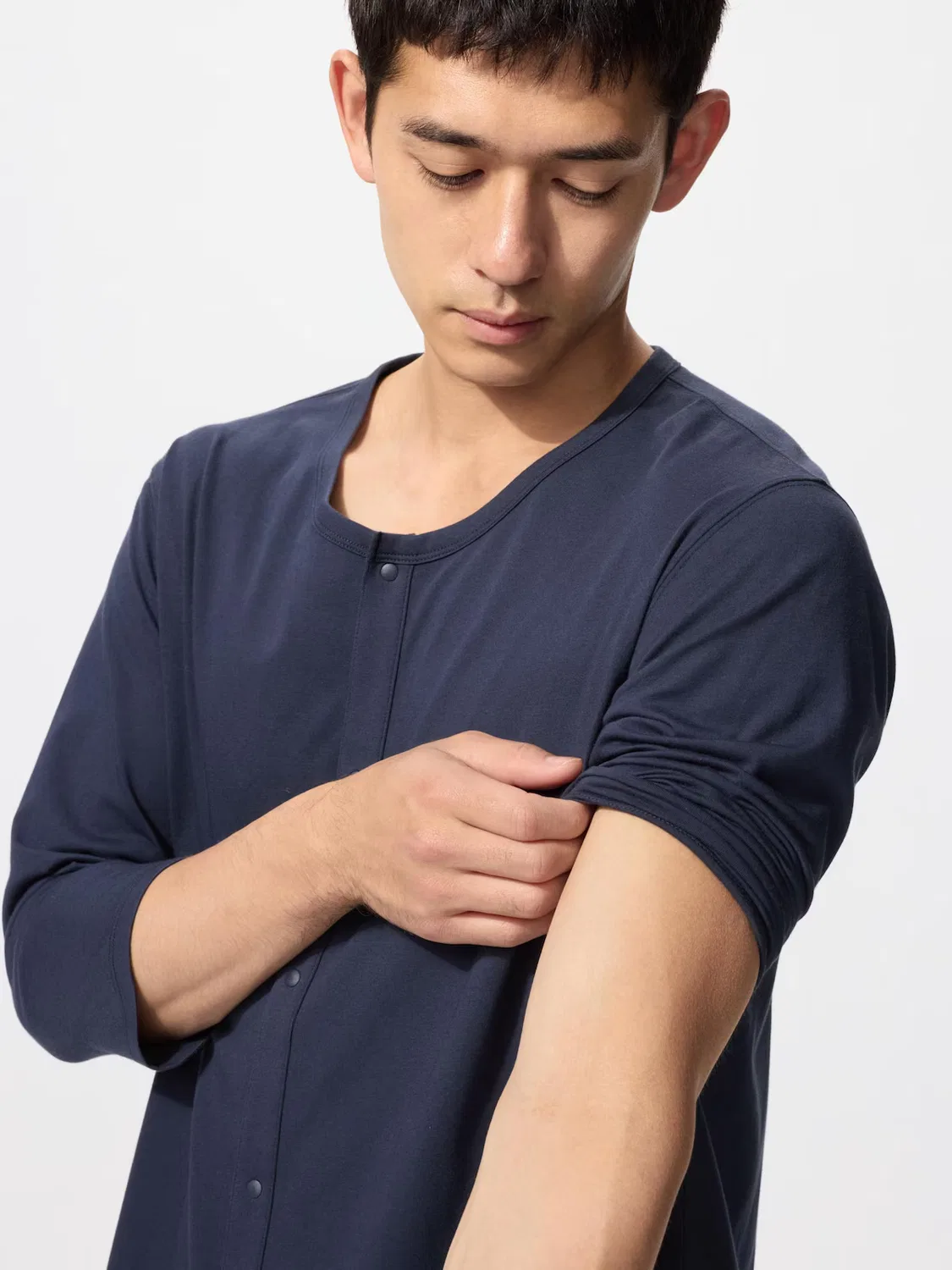 Футболка Uniqlo Airism, мужская, с круглым вырезом, темно-синий — фото 3