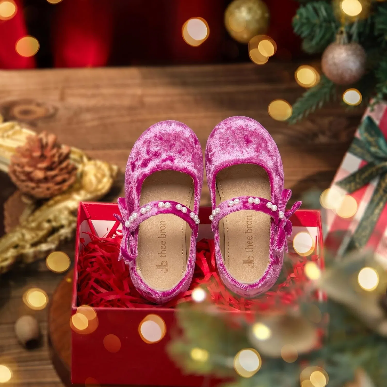 Детские балетки для девочек Mary Jane Ballet Flats THEE BRON, Magenta Rose — фото 4