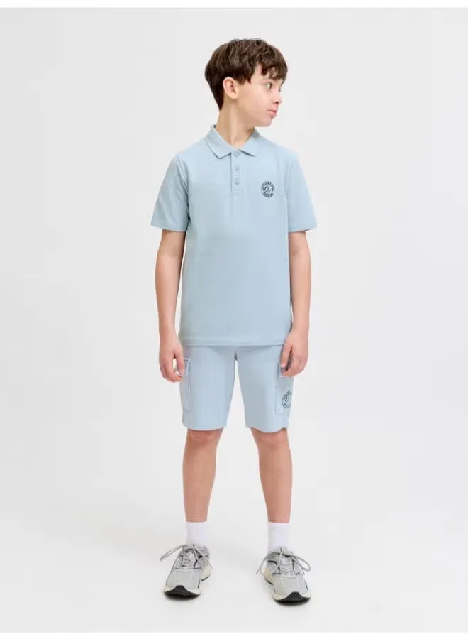 Комплект поло и шорт B-12 Navy Blazer Polo + Sweat Shorts Jack & Jones Junior, синий