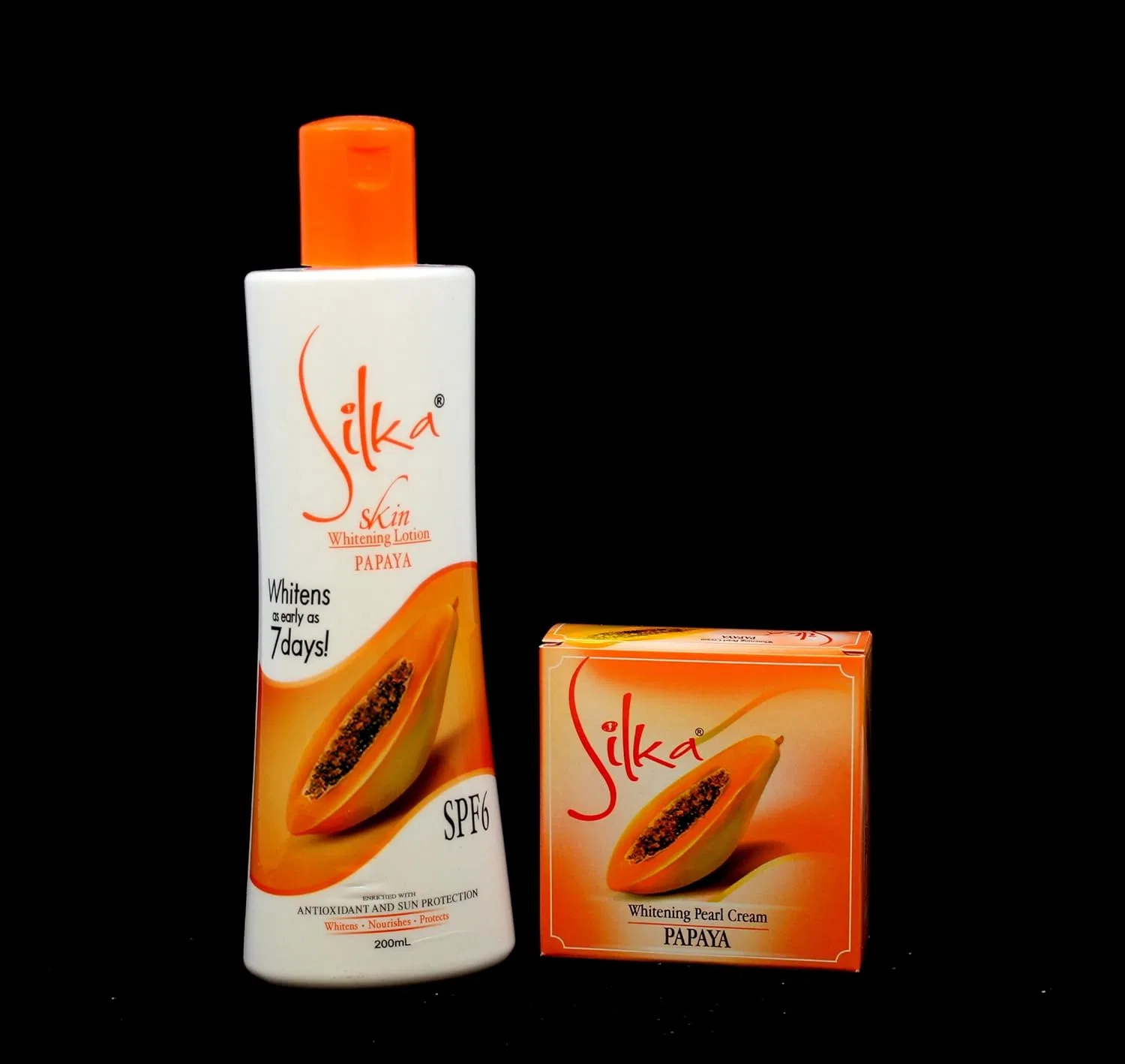 No brand Набор для отбеливания кожи Silka Papaya, Лосьон и Крем, 200 мл