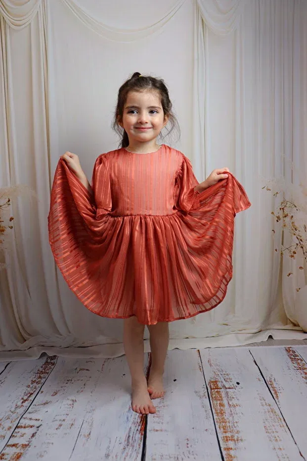 Детское платье для девочек с принтом A-Line Gül Baby, Red — фото 2