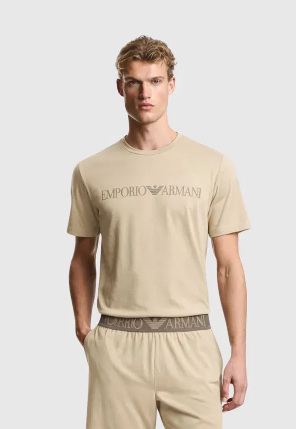 Пижамный комплект Megalogo pigiama: короткая пижама - пижамный комплект Emporio Armani, цвет sage — фото 3