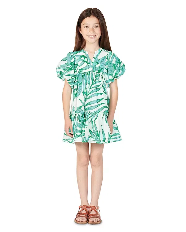 Детское платье для девочек с принтом Palm Leaf Print Poupette St. Barth, Green Palm Leaf 3Pf — фото 3