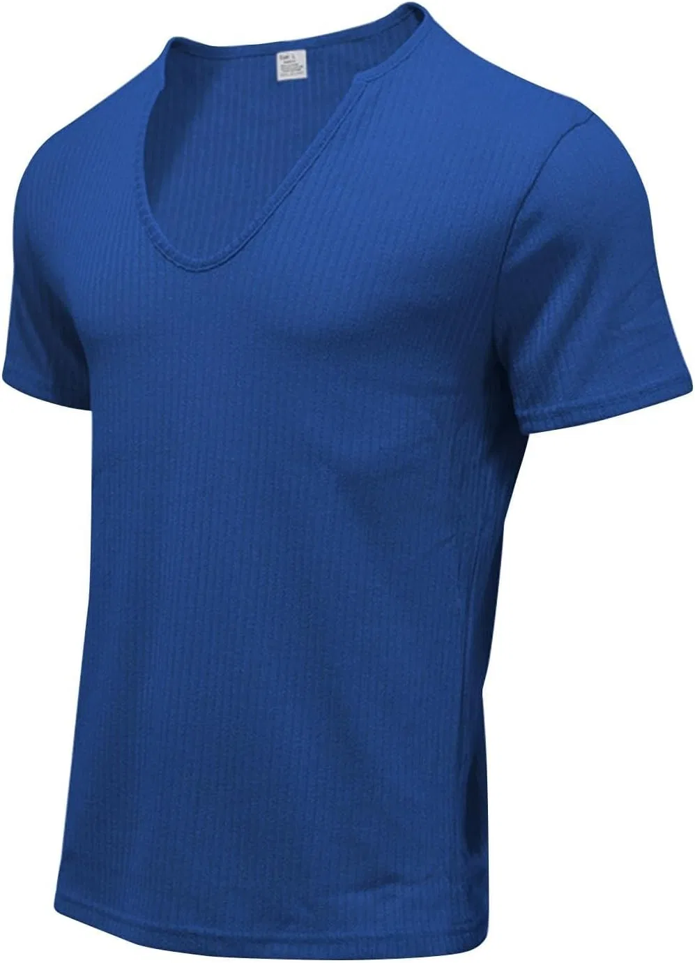 Мужская футболка с глубоким V-образным вырезом, Ribbed, Blue — фото 3