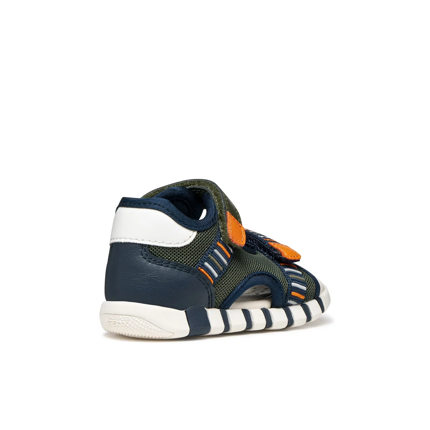 Детские сандалии-логи с контрастной вышивкой Geox, Dark Green/Orange — фото 4