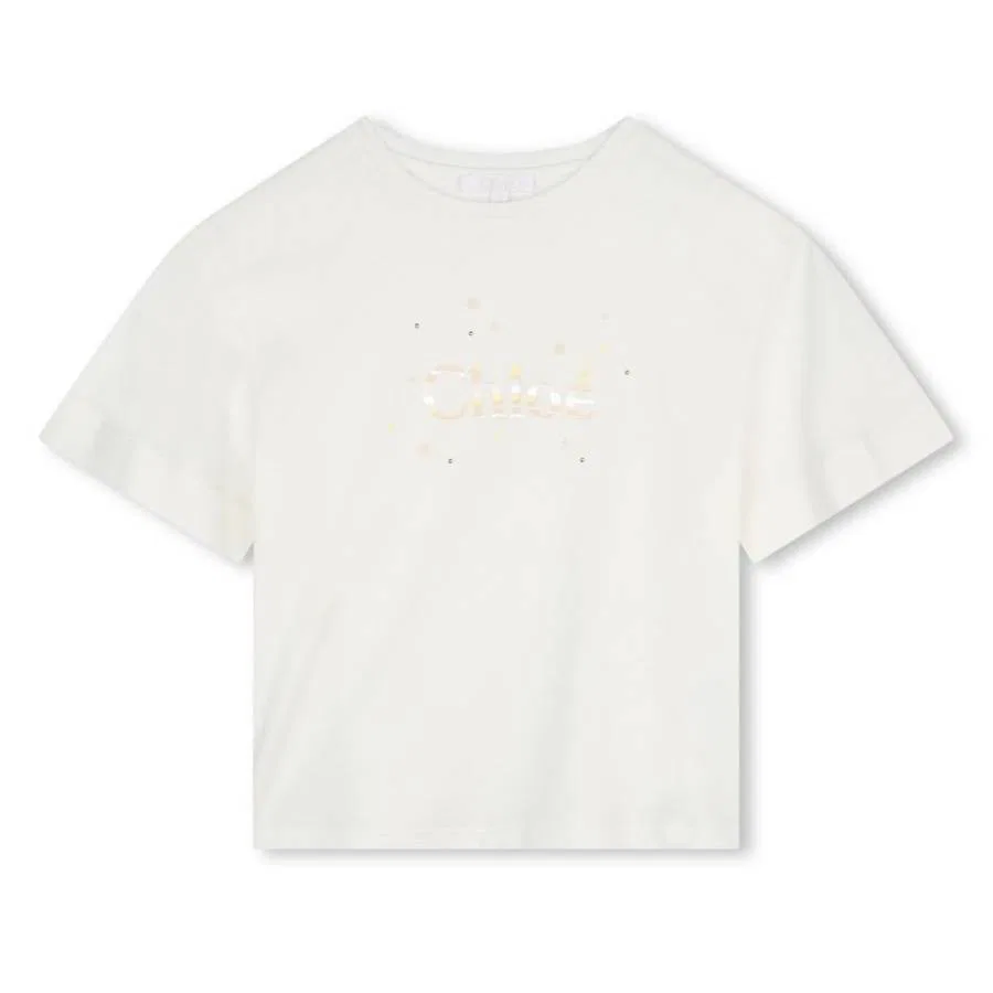 Футболка с логотипом из органического хлопка Chloé, Offwhite