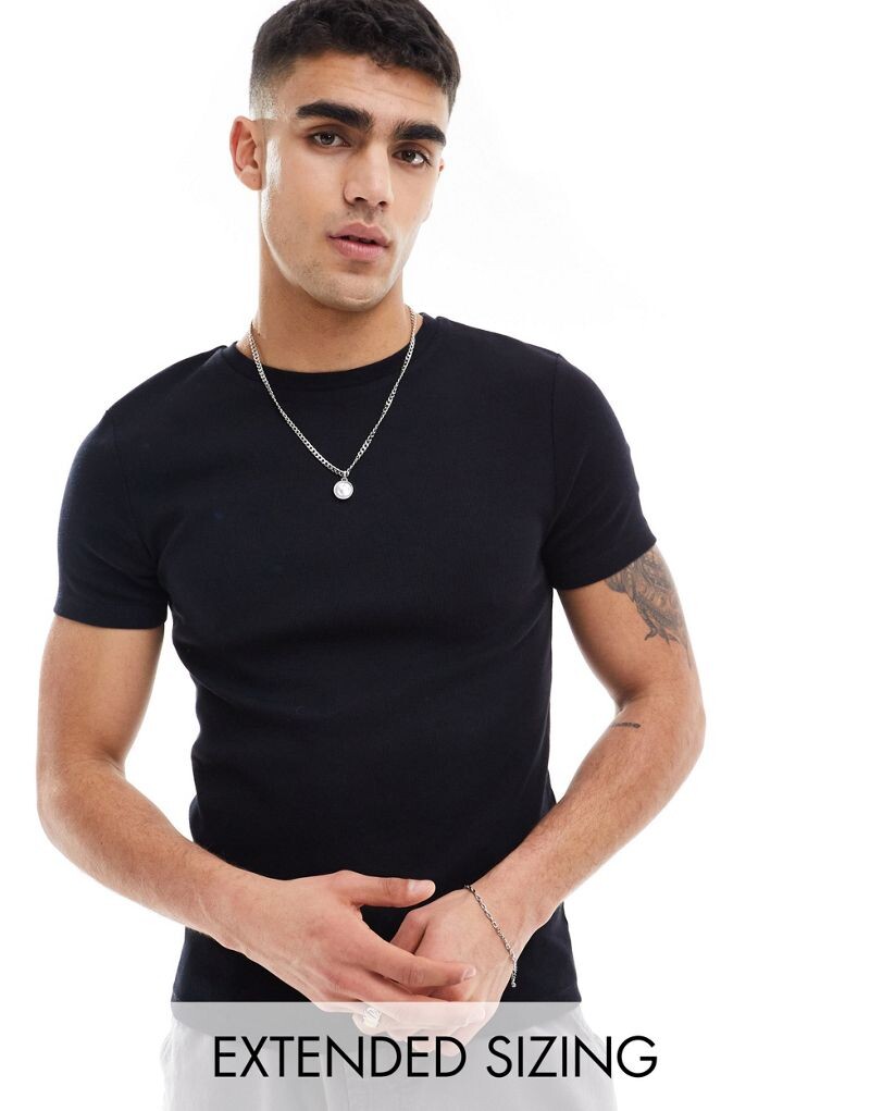 

Черная футболка в рубчик ASOS DESIGN